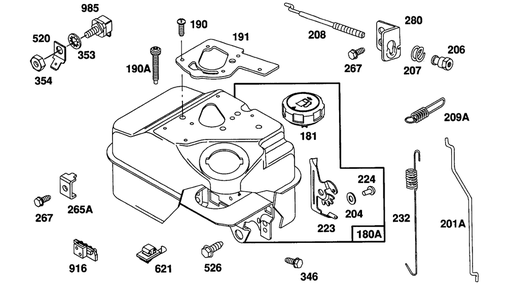 Fuel Tank (2) Quart (Mech.) Diagram and Parts List for 82232-0386-01  Briggs and Stratton Engine